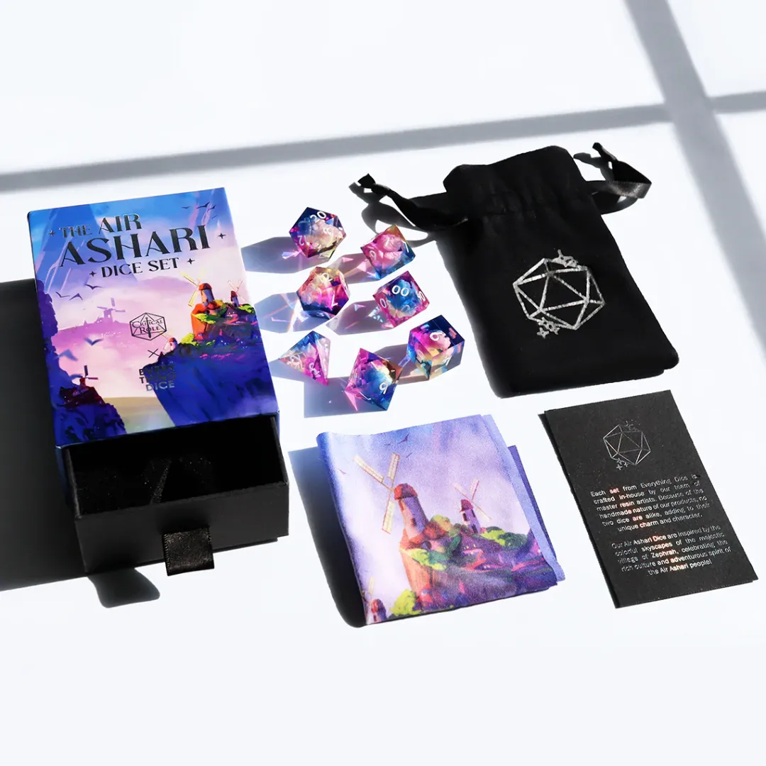 Critical Role Air Ashari Dice Set- Dice And Dice Bags