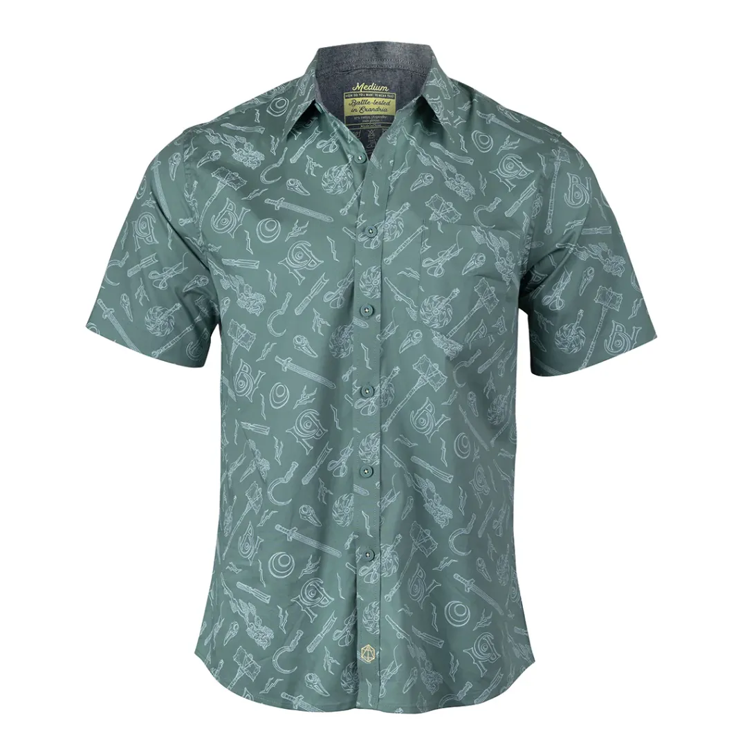 Critical Role Bells Hells Weapons Button Down Short Sleeve Shirt- Polo & Button Down Shirts